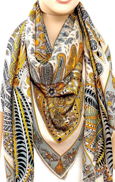 hermes shawl beige white jaune|hermes scarf accessories.